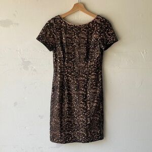 Aidan Mattox Lace Sequined Mini Shift Dress